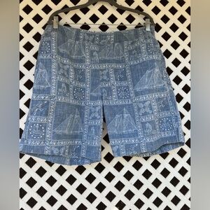 PreOwned Reyn Spooner Shorts Hawaiian Print Blue Men's Large